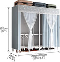 Metal Freestanding Armoire Wardrobe Clothes Rack with Fabric Cover, Portable Wardrobe Closet for Hanging Clothes, Large Capacity Garment Rack Clothes Organizer with Shelves,