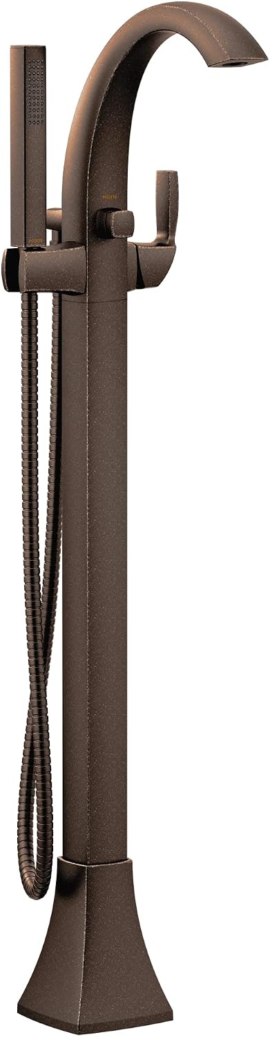 Moen Voss Oil-Rubbed Bronze One-Handle Freestanding Floor Mount Tub Filler with Handshower, 695ORB