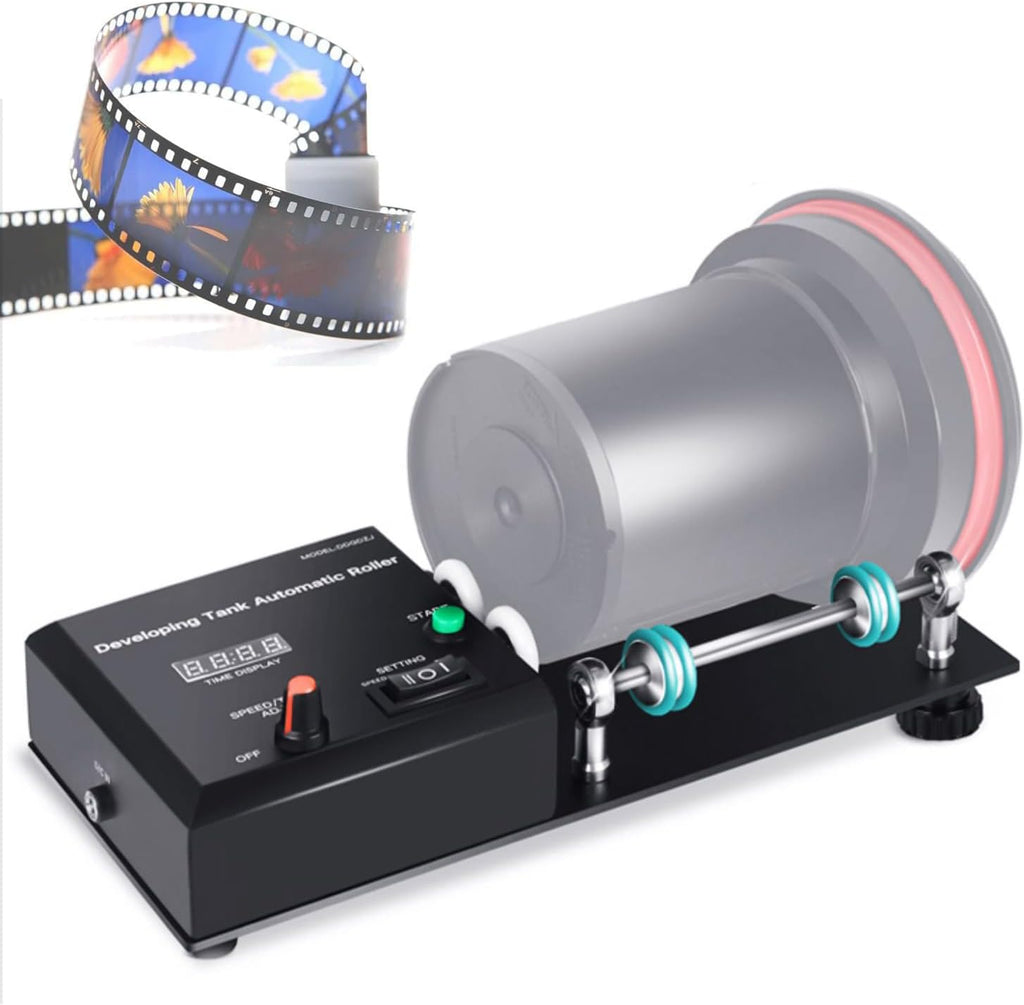 Automatic Darkroom Film Processor Machine, Roller Darkroom Film Processor Machine, 1-30min Timer, Maximum Speed 281RPM, 4 Preset Programs, Compatible with Various Developing Tanks