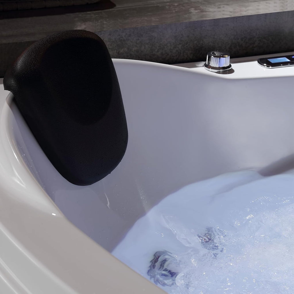 Empava 59' Corner Whirlpool Bathtub for 2-Person, Luxury Jetted Spa Tub with 10 Hydro Massage Jets, Built-in Heater, Chromatherapy LED Lights & Constant Heat System, ETL Certified Acrylic Tub