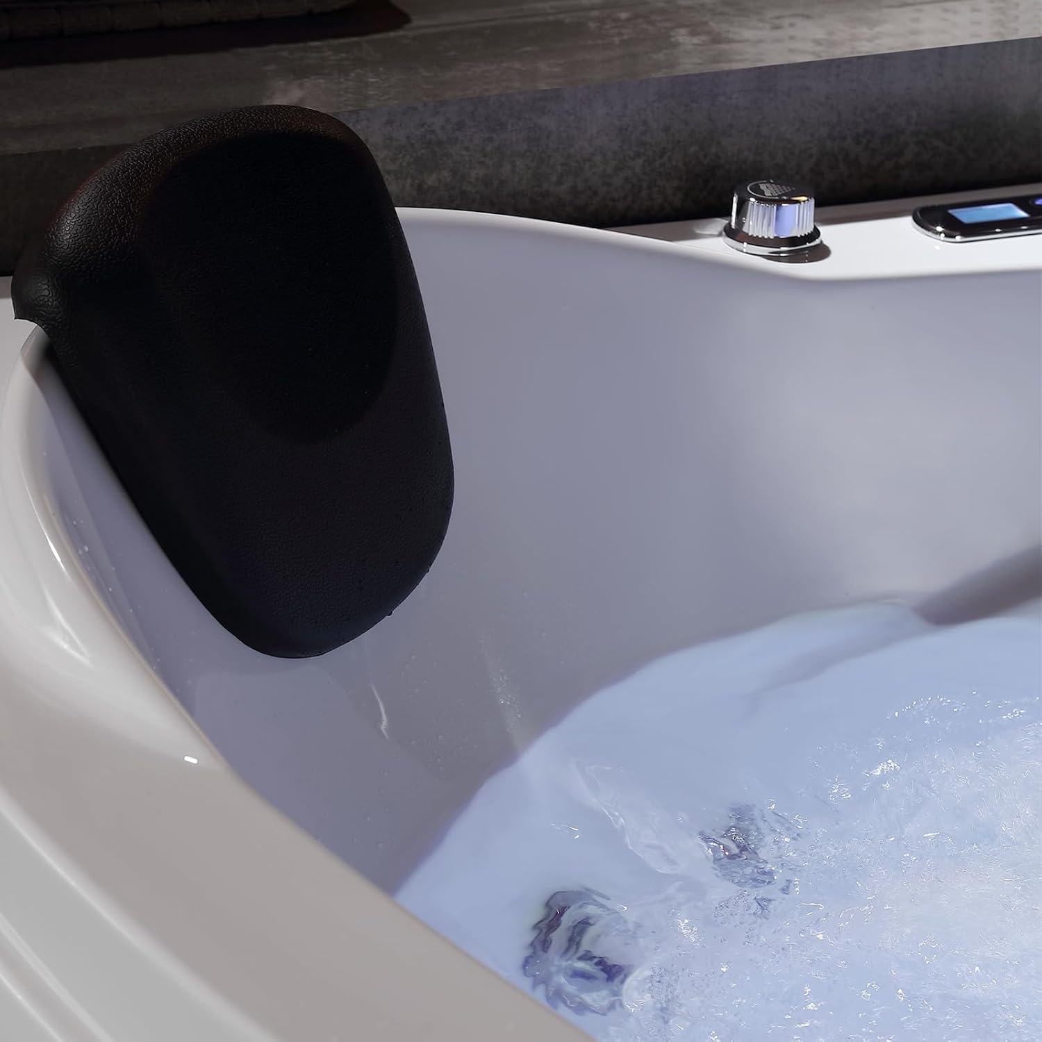 Empava 59' Corner Whirlpool Bathtub for 2-Person, Luxury Jetted Spa Tub with 10 Hydro Massage Jets, Built-in Heater, Chromatherapy LED Lights & Constant Heat System, ETL Certified Acrylic Tub