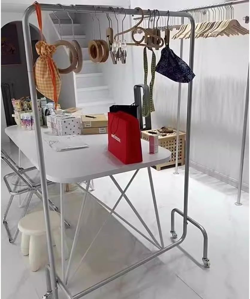 for Hanging Clothes Heavy Duty Clothes Rack, Garment Rack, Stainless Steel Clothes Rail with Locking Wheels, Freestanding Coat Rack for Bedrooms and Boutiques(100x40x150cm)