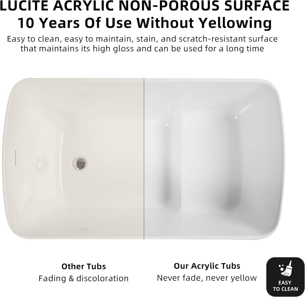 Abruzzo 49'Acrylic Free Standing Tub,Janpanese Soaking Tub with Seat Desgin,Modern Soaking Bathtub with cUPC Certified(Glossy Black)