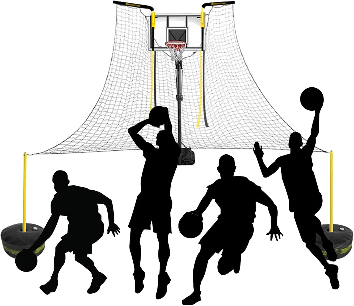 Basketball Rebounder Catcher Trainer Large for Wall Mounted Hoops/Traditional Pole, Automatic Basketball Return Net Guard, Outdoor Youth Adult Shooting Aid(Ball Return+Adult Gloves One Size)