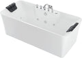 Empava 67 in. Acrylic Freestanding Tub Hydromassage Gracefully Rectangle Shaped Whirlpool 8 Water Jets Soaking SPA, Double-Ended Massage Bathtub with Two Black Pillows