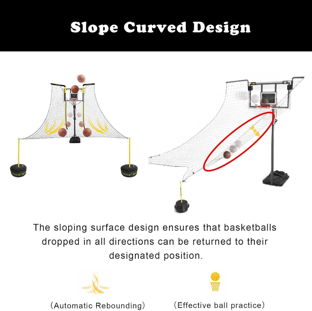 Basketballtrainer Non-Mobile Basketball Rebounder Machine for All Hoops Gym Return for Free-Throw Practice Floor Standing Net Catcher