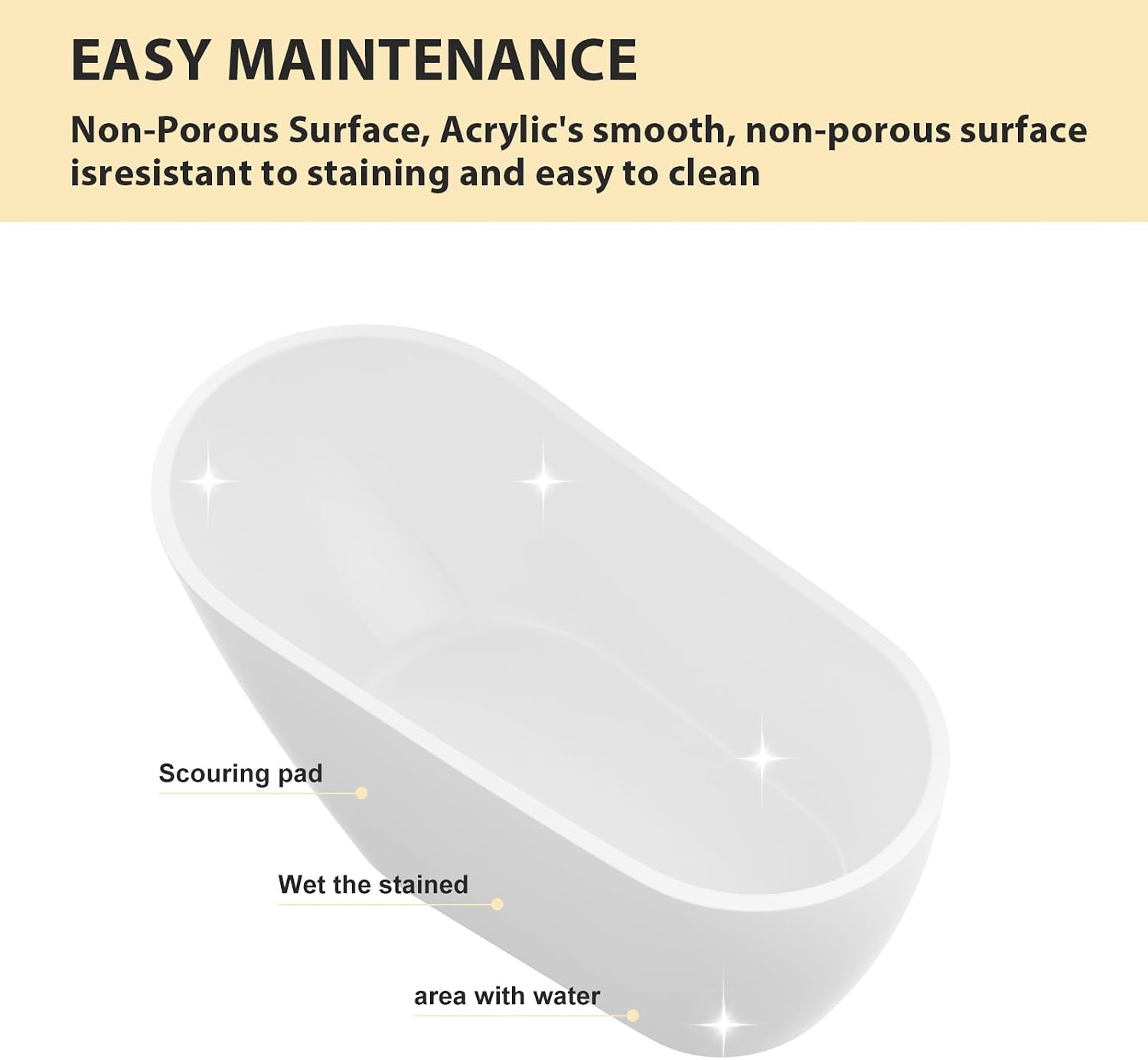 Logmey 59 Inch White Acrylic Freestanding Bathtub with Overflow Oval Shape Soaking Tub with Chrome Drain Assembly for Modern Classic Bathrooms
