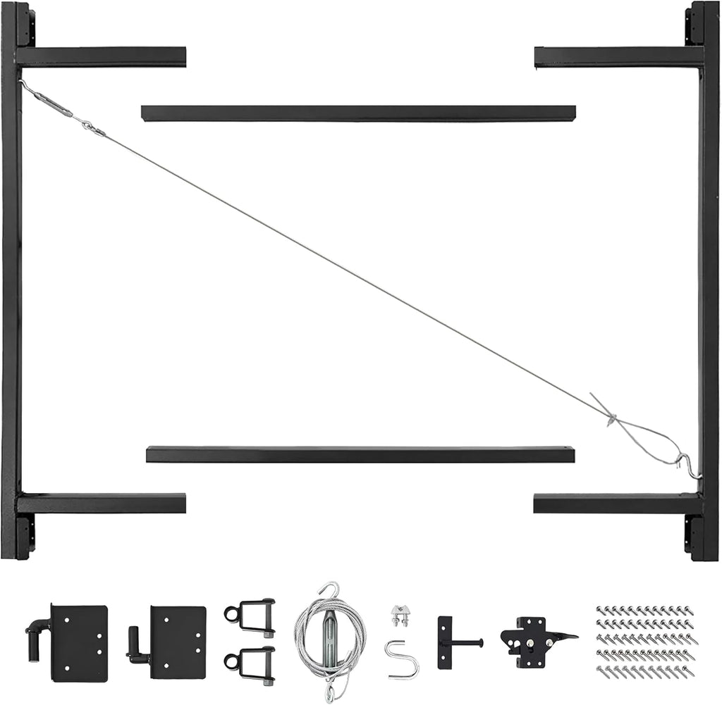 Adjust-A-Gate Full Frame Gate Fence Kit, Fits 36-60' Openings & Up to 5-6', Black - Heavy-Duty Outdoor Reinforcement & Accessories for Gates and Fences