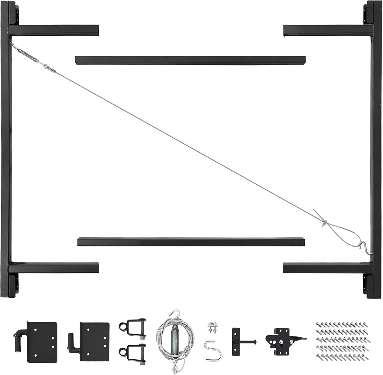 Adjust-A-Gate Full Frame Gate Fence Kit, Fits 36-60' Openings & Up to 5-6', Black - Heavy-Duty Outdoor Reinforcement & Accessories for Gates and Fences