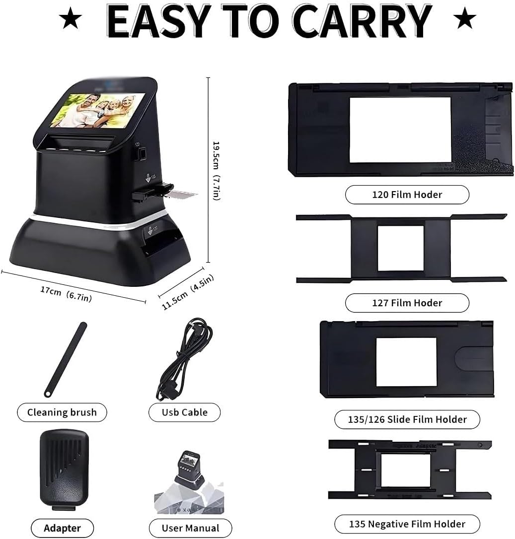 22MP Digital Film Scanner for 120 Medium Format 5 Sizes 35mm 127 Microfilm 4.3' LCD Slide Negative Converter to High Res JPEG