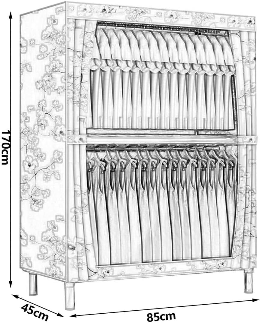 Portable Closet Wardrobe with 2 Hanging Rods Non-Woven Fabric Freestanding Garment Rack for Bedroom (Color : C, Size : 85x45x170cm)