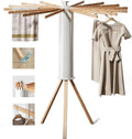 Tripod Clothes Drying Rack,Foldable Laundry Stand/Collapsible Garment Rack- 360° Rotation, High Laundry Drying Rack With16 Poles/Pedal Buckle/Bearing 30kg,White