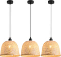Bamboo Pendant Light 11.02' Hand Woven Bamboo Chandelier,3-Pack Rattan Ceiling Hanging Light,for Living Room Kitchen Dining Room Farmhouse
