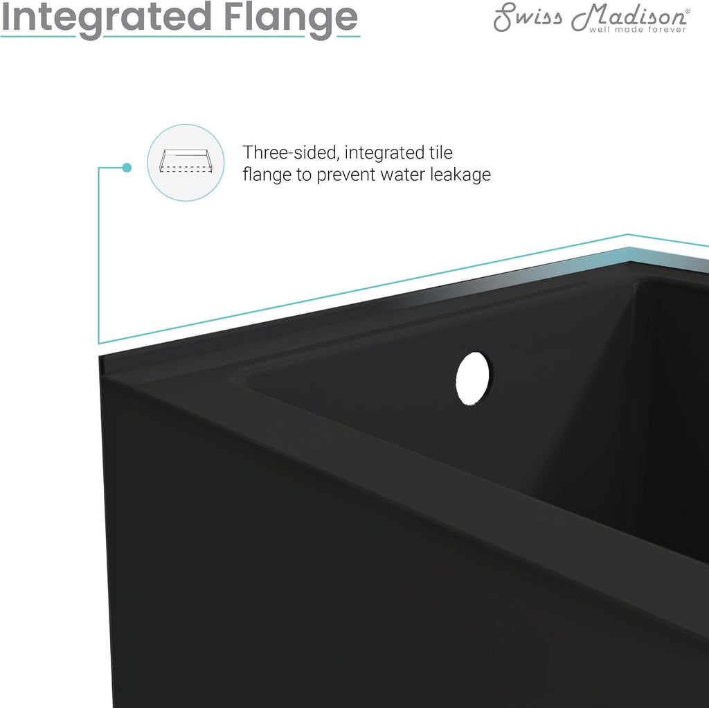 Voltaire 48' x 32' Left-Hand Drain Alcove Bathtub with Apron in Matte Black