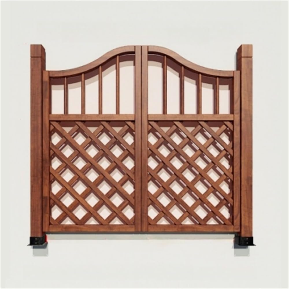 Wooden Fence Gate, Outdoor Garden Gate with Latches, Arched Double-Door Partition for Vegetable Gardens, Patios, and Entrances