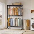 Rolling Garment Rack Heavy Duty Clothes with Wheels 15.7' d X 35.4' w 78.5' h Black Metal Finish