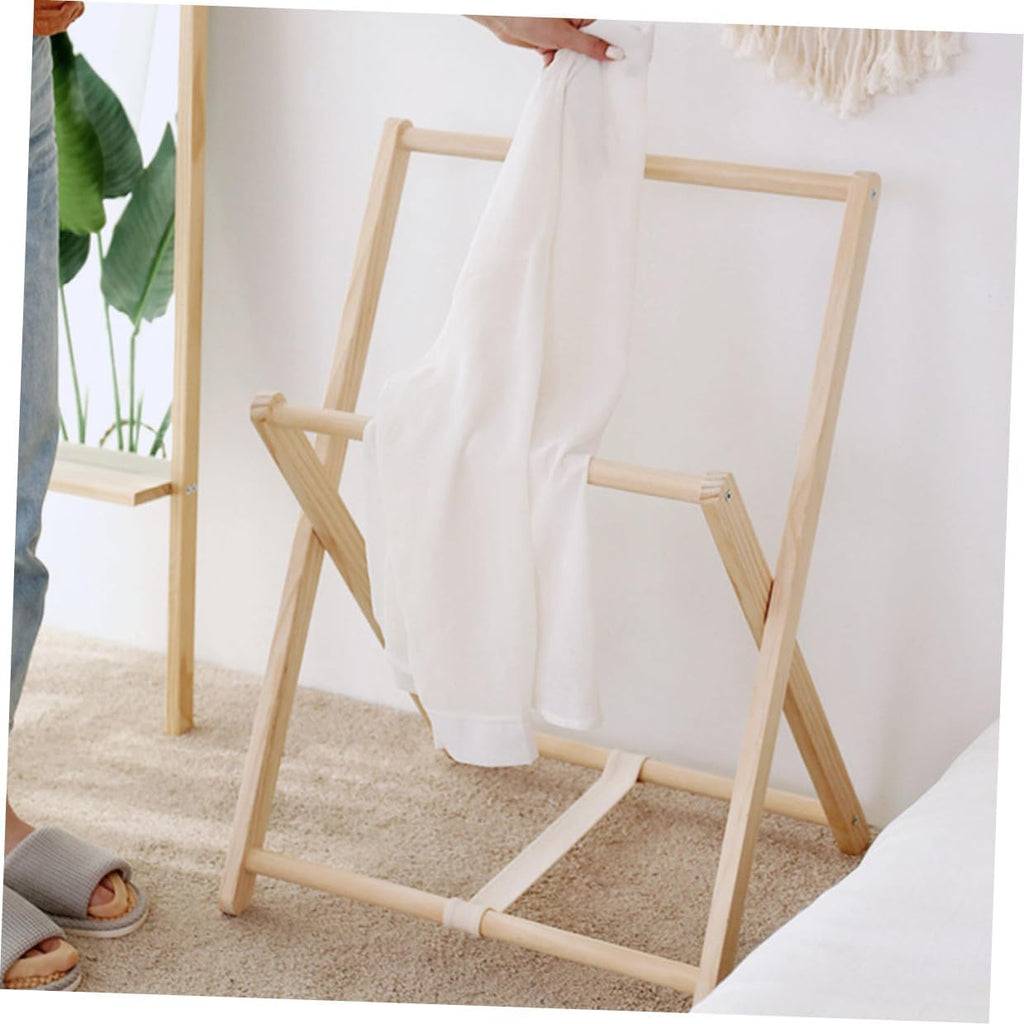 ERINGOGO Wooden Clothes Rack Coat Stand with Practical Storage Shelf, Freestanding Garment Rack for Bedroom Entryway, Sturdy Solid Wood Clothes Hanging Organizer