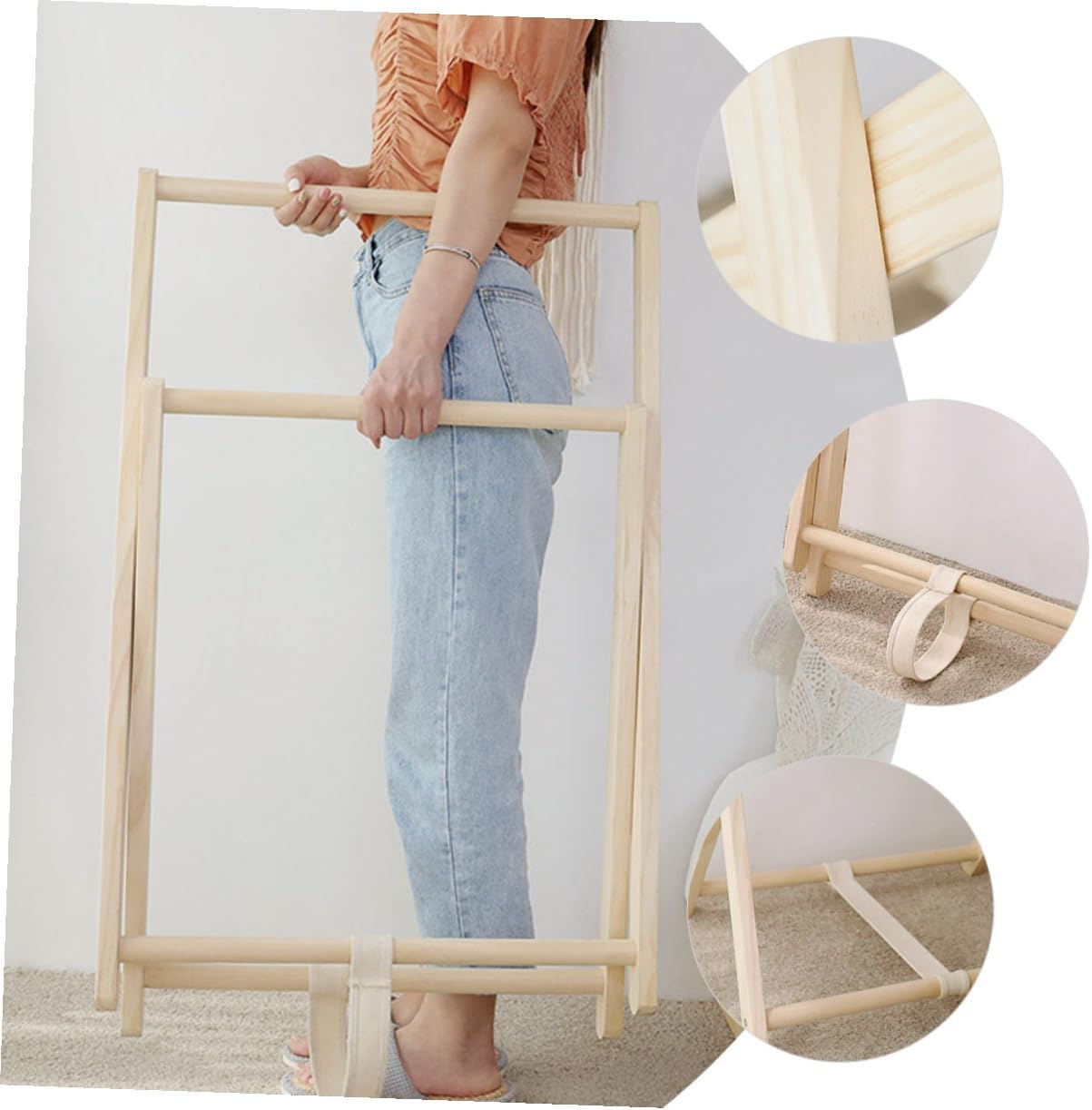 Happyyami Wooden Garment Rack Clothes Storage Stand with Shelves Practical Freestanding Coat Rack for Bedroom Entryway Organizer