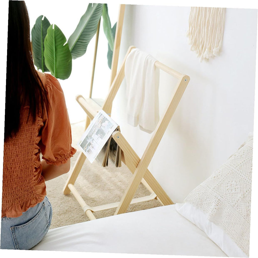 Happyyami Wooden Garment Rack Clothes Storage Stand with Shelves Practical Freestanding Coat Rack for Bedroom Entryway Organizer