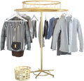 Heavy Duty Rotating Garment Rack, Round, Floor Standing Clothing Stand, 360° Rotating Retail Display Shelf, Multi-Purpose, for Bedroom Boutique(Gold,70cm)