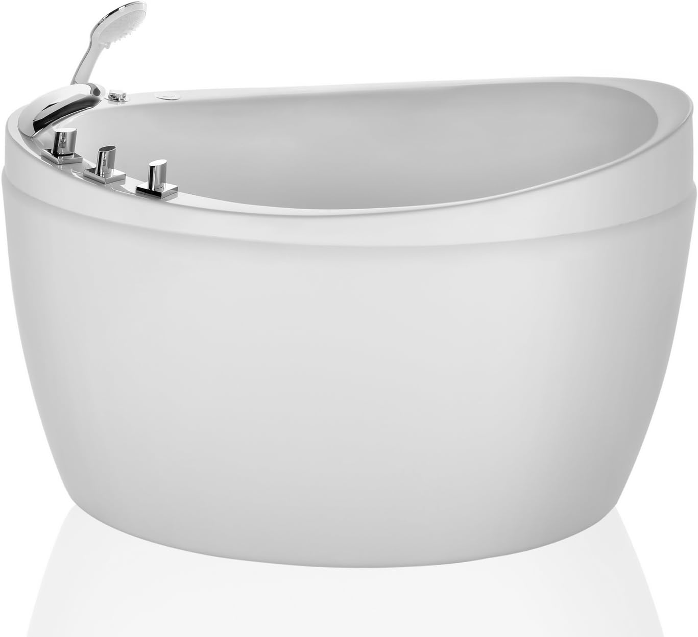 Empava Air Jetted Massage Bath Tub 48 in. Freestanding Bathtub Air Mirco Bubble Hydrotherapy Oval Japanese SPA Tub