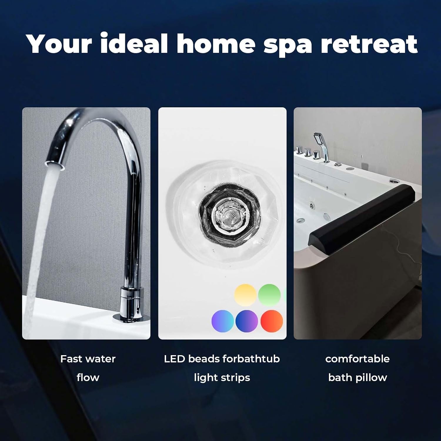 67' Freestanding Soaking Tub, Hydrotherapy Whirlpool Bathtub with Glass Panel, 7 Jets for Muscle Relief, 89 Gallon Acrylic Spa, White
