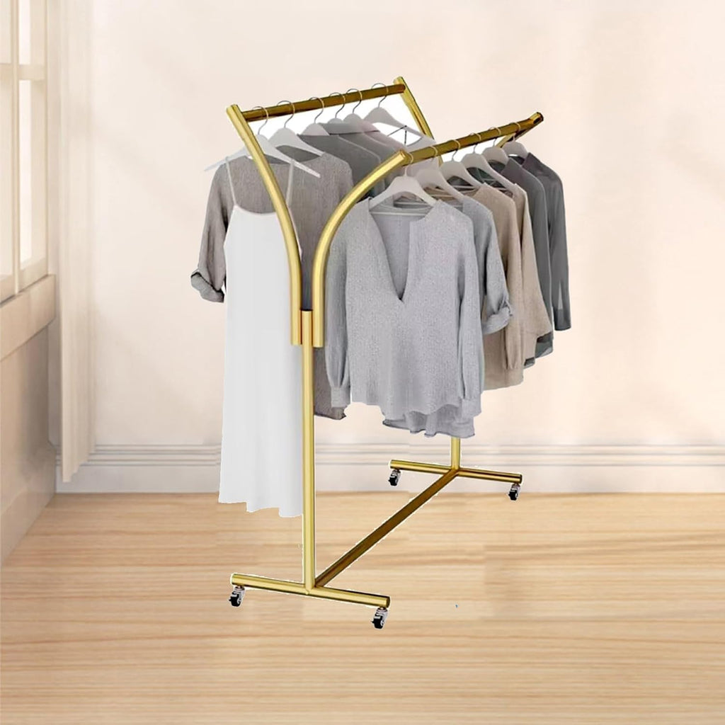 Clothes Racks - Rack for Hanging Clothes Retail Display - Floor Standing Metal Garment Rack - Double Pole Coat Rack, Freestanding Garment Rack, for Bedroom,Home,B 80x50x155cm-