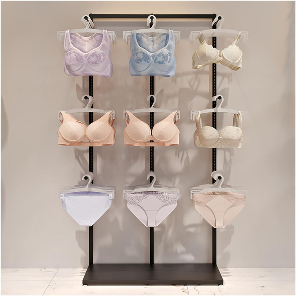 Underwear Rack Clothing Store Display Stand, Commercial Retail Garment Bra Shorts Swimwear Sock Shorts Slippers Storage Hanger, Markets Shopping Malls Shelves(Black 65x40x135CM)