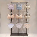 Underwear Rack Clothing Store Display Stand, Commercial Retail Garment Bra Shorts Swimwear Sock Shorts Slippers Storage Hanger, Markets Shopping Malls Shelves(Black 65x40x135CM)