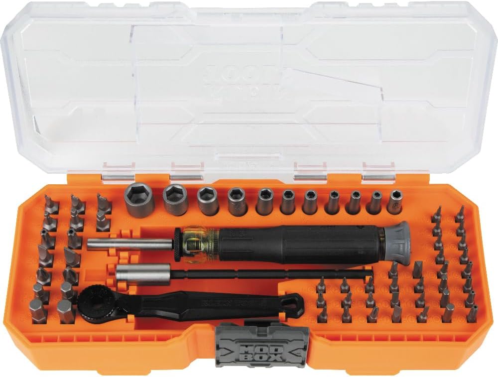 Klein Tools 15-Piece 3/8-Inch Impact Socket Set with Pass Through Head and 64-Piece Micro-Ratchet Precision Driver Set with Magnetic Bits and Nut Drivers