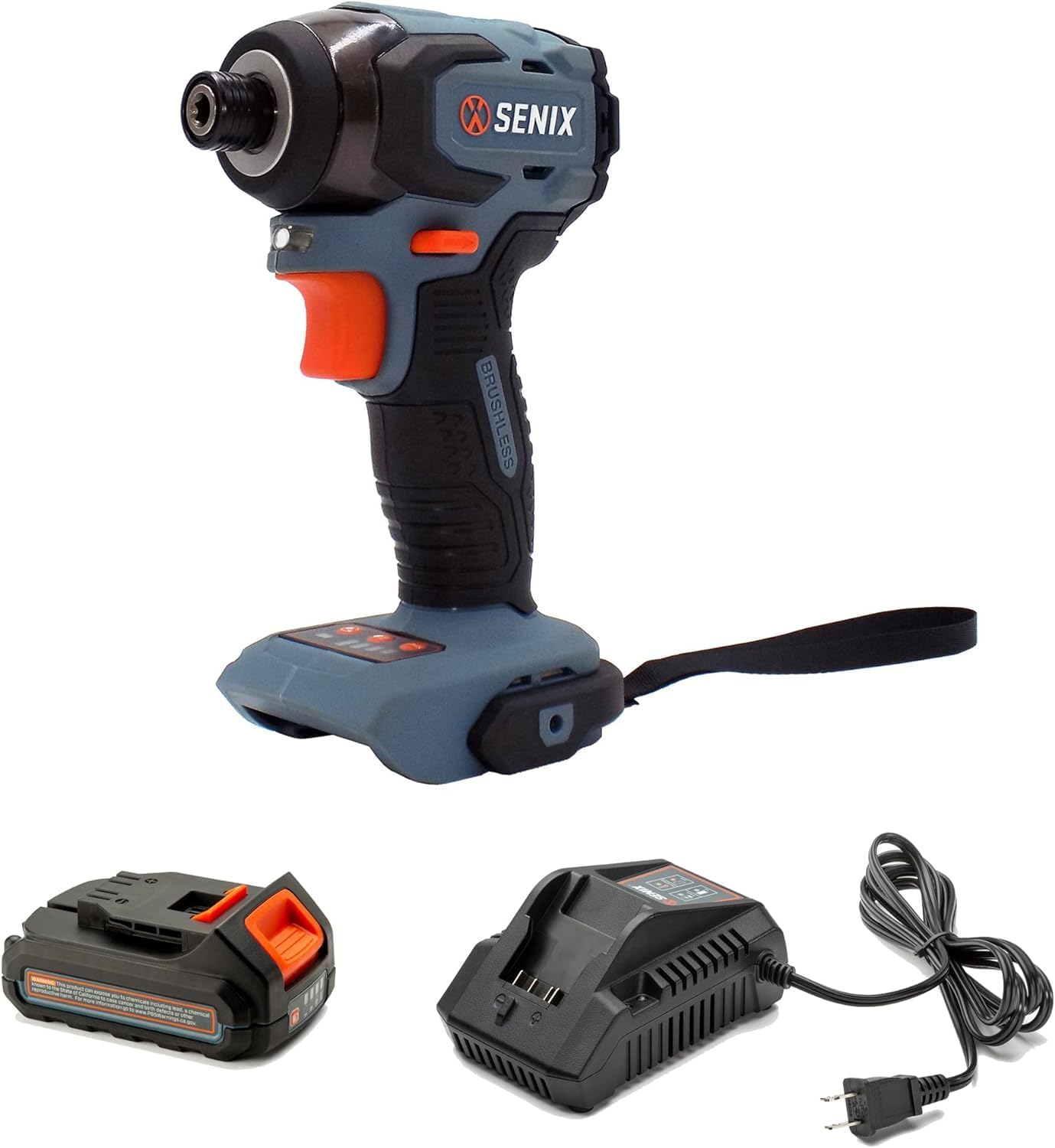 SENIX X2 20 Volt Max* 1/4-Inch Cordless Impact Driver, 4-Speed Battery Screwdriver, Brushless Motor, LED Light, 130 Foot-Pounds of Max Torque, Includes Soft Bag, 2.0 Ah Battery & Charger (PDIX2-M2)