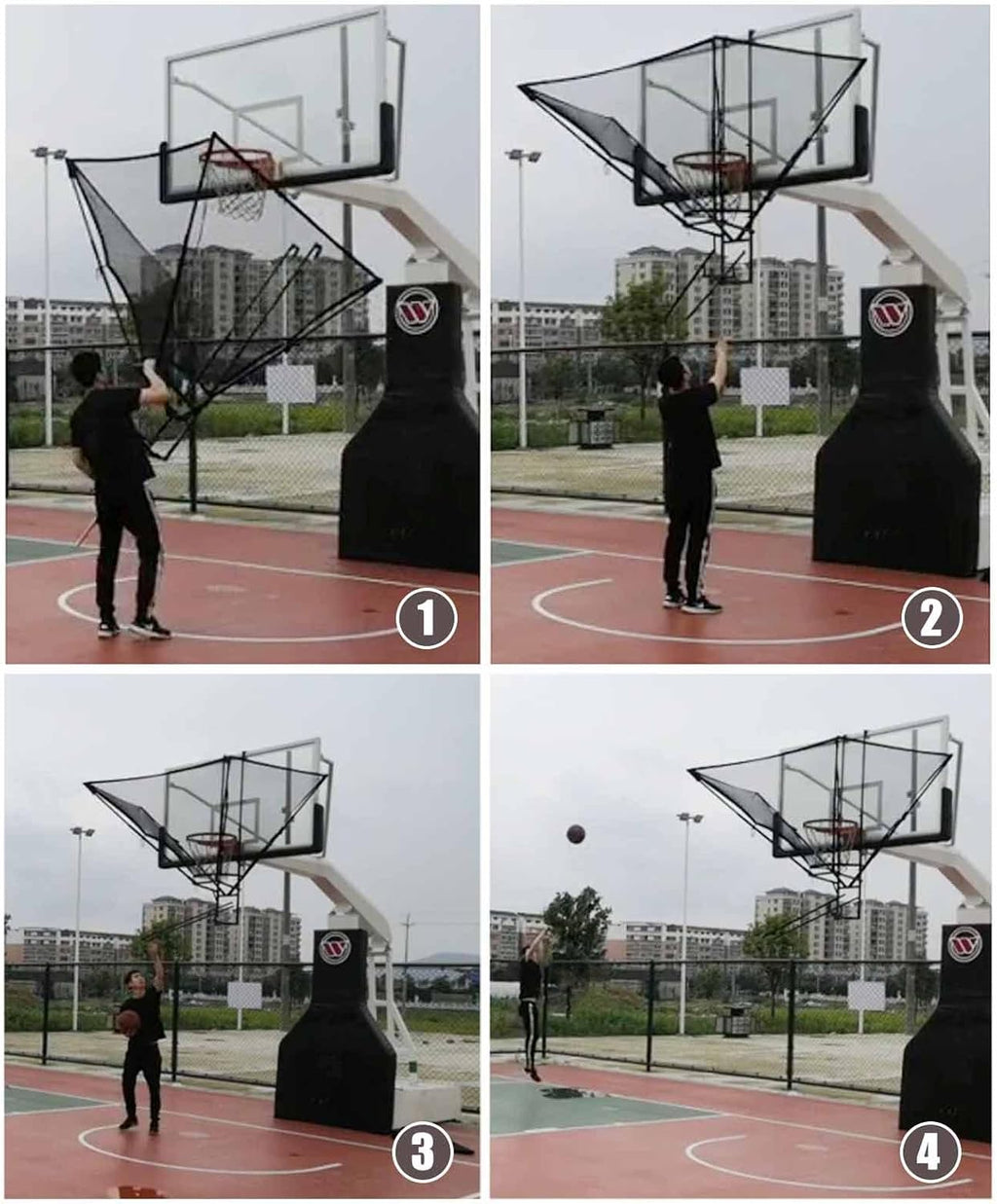 Basketball Shot Returner Hanging Basketball Return Attachment for Hoop, Metal Basketball Shot Returner Net