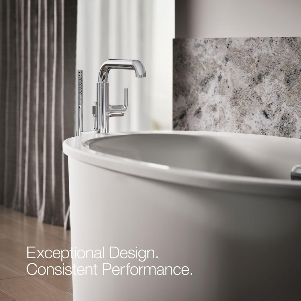 Kohler T27424-4-CP Tone™ Floor-mount bath filler trim with handshower, Polished Chrome