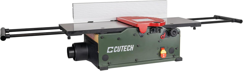 Cutech 401100HI 10-Inch Spiral Cutterhead Benchtop Jointer with Cast Iron Tables, 20 TC Inserts, Extra Long 24' Aluminum Fence, Additional 7-3/8' Fence Brackets, and a 12-amp Motor