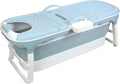 Portable Bathtub, 58/56/50/46 Inch Collapsible Bathtub, Freestanding Foldable Bathtub for Adults, Folding Tub for Shower, Hot Bath, Ice Bath Blue-B-120cm