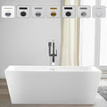 Vanity Art 59 X 29 Inch White Acrylic Freestanding Bathtub | Contemporary Design Soaking Tub with Pop-up Drain and Slotted Overflow Included, UPC Certified VA6814-S-PW