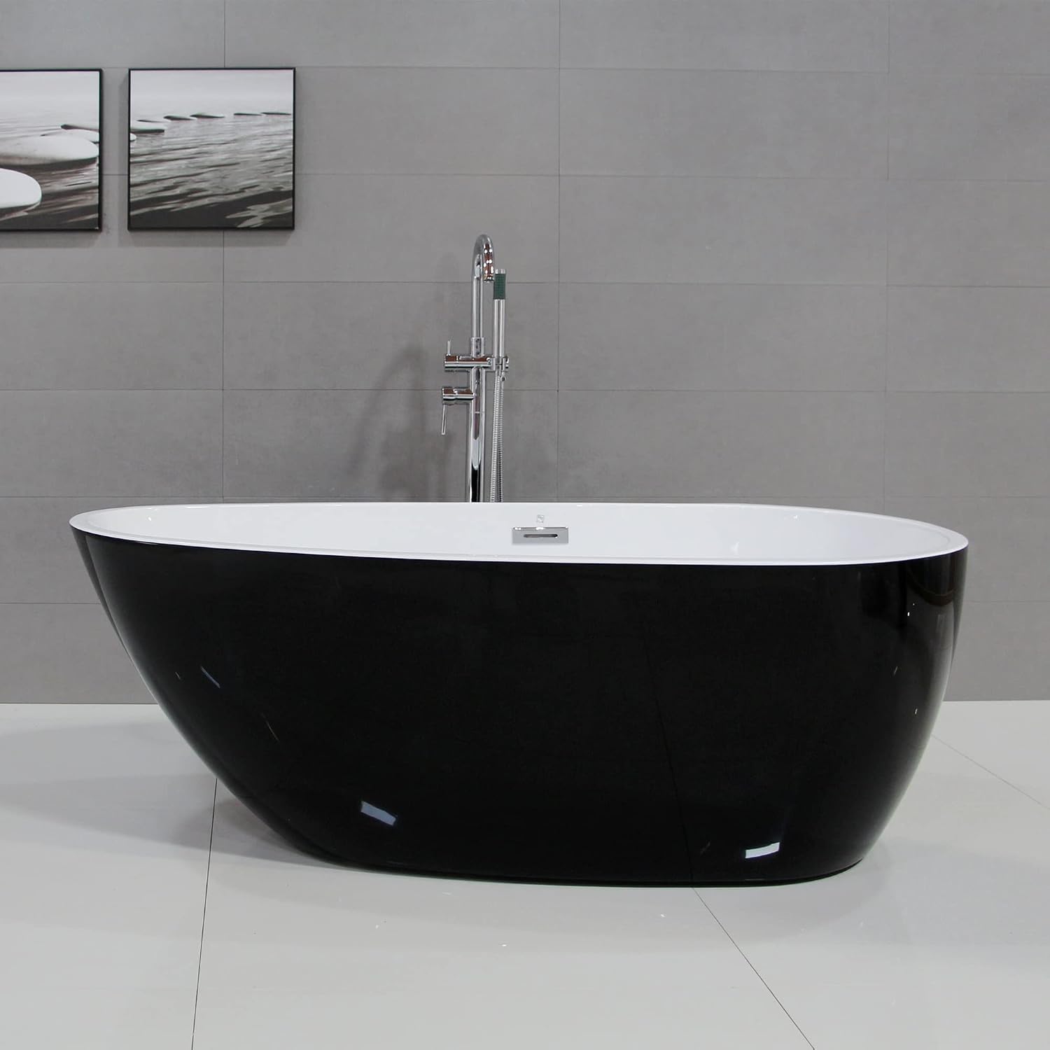 Dowell 074 Luxury Contemorary High Grade Acrylic FREE STANDING Bathtub Modern New (63'x30-3/4'x22-7/8' Black)