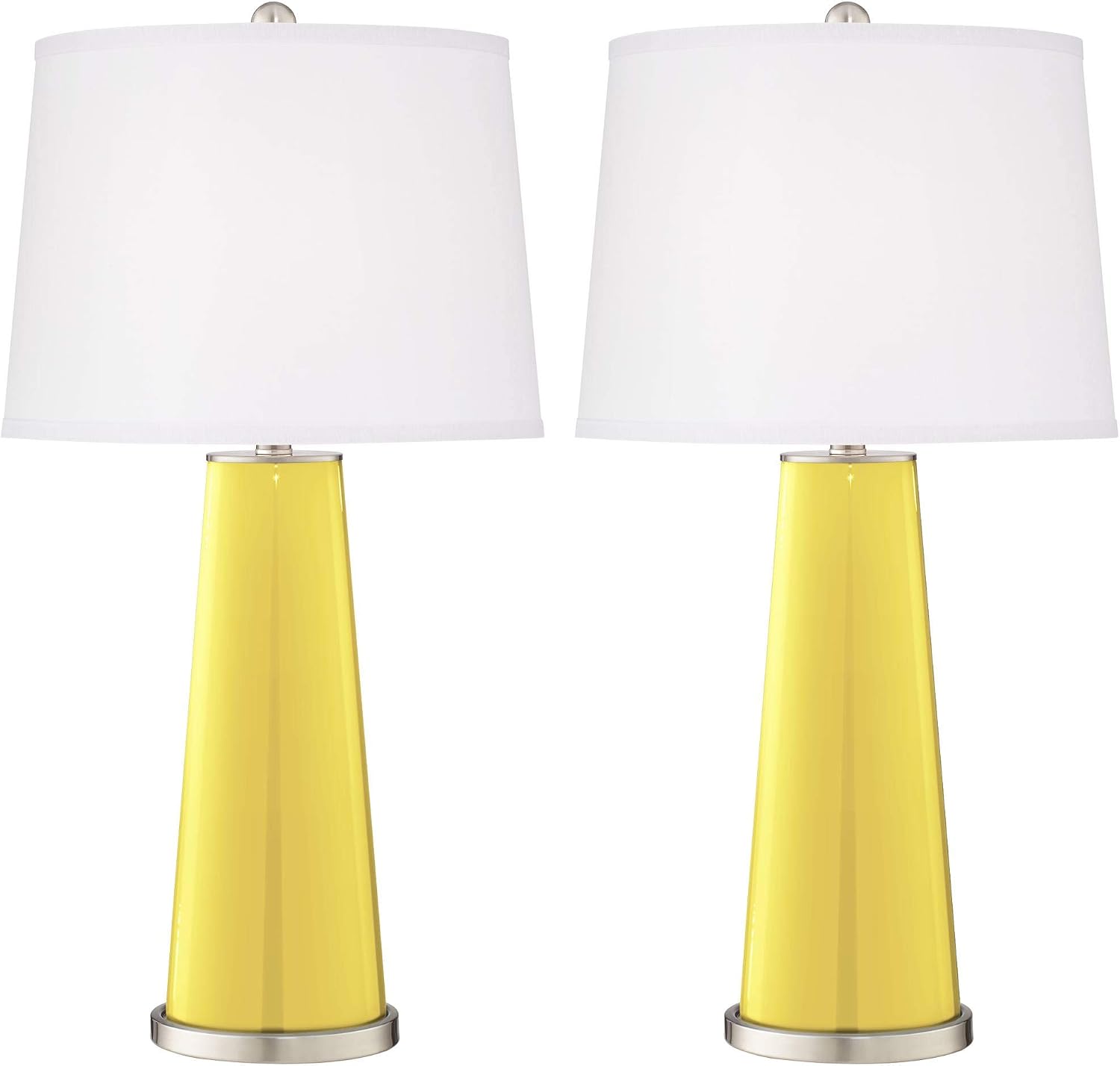 Color + Plus Leo 29 1/2' Modern Lemon Twist Yellow Table Lamps Set of 2