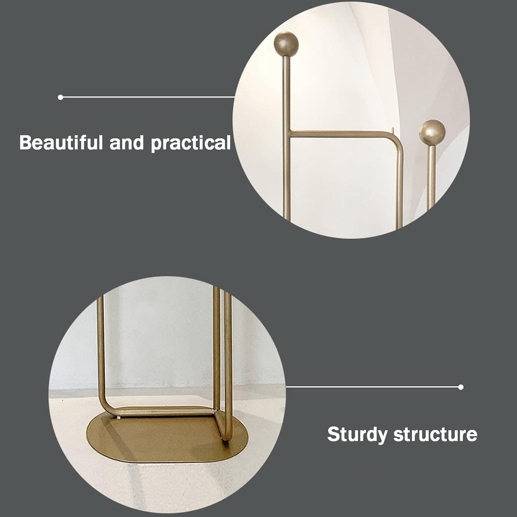 Heavy Duty Garment Rack Modern Metal Clothing Rack with Shelves Freestanding Coat Rack for Bedroom Hallway and Living Room Easy to Assemble Clothes Rail Small Space Storage Solution (Gold)