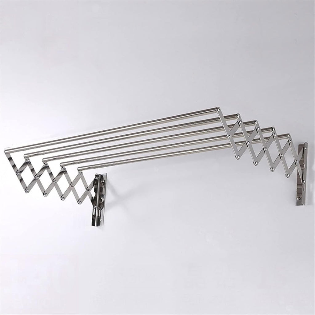 Folding Retractable Wall-Mounted Clothes Airer, Stainless Steel Towel & Garment Drying Rack, Collapsible Bathroom Laundry Line, 50cm
