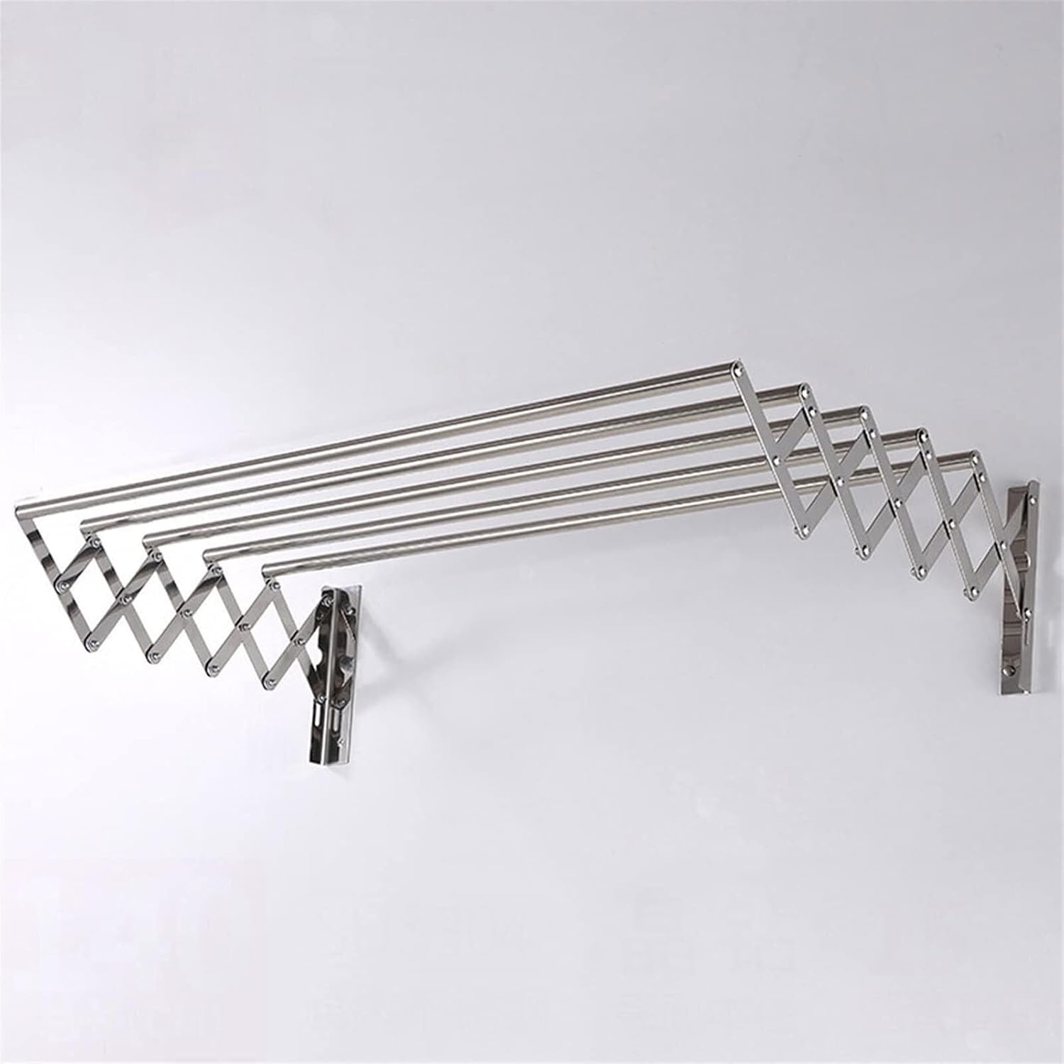 Folding Retractable Wall-Mounted Clothes Airer, Stainless Steel Towel & Garment Drying Rack, Collapsible Bathroom Laundry Line, 50cm