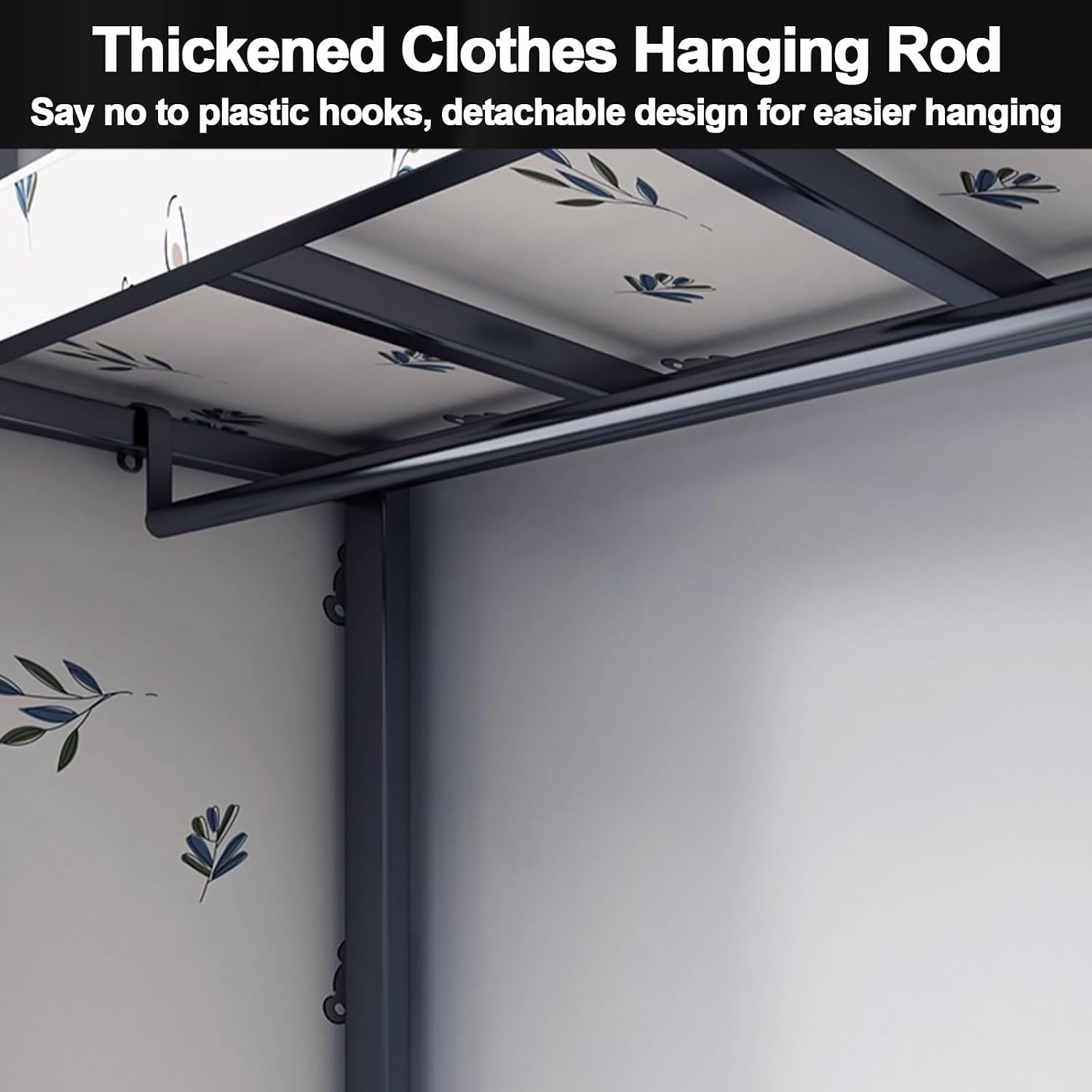 Heavy Duty Portable Wardrobe Closet With Cover, Covered Clothing Coat Storage Organizer For Hanging Clothes, Garment Rack With Hanging Rods(Blue1,130cm/51.2inch)