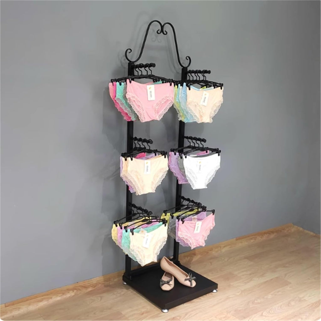 Multifunctional Underwear Display Stand, Metals, Clothing Lingerie Garment Rack, Commercial Retail Shelves, Freestanding, for Socks Bra Panties Scarves, 59in