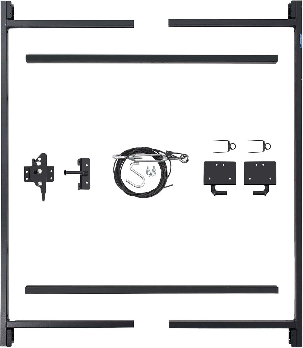 Adjust-A-Gate 2 Way Lockable Easy to Install Steel Frame Gate Latch with Installation Building Kit and Telescoping Bars (2 Pack)