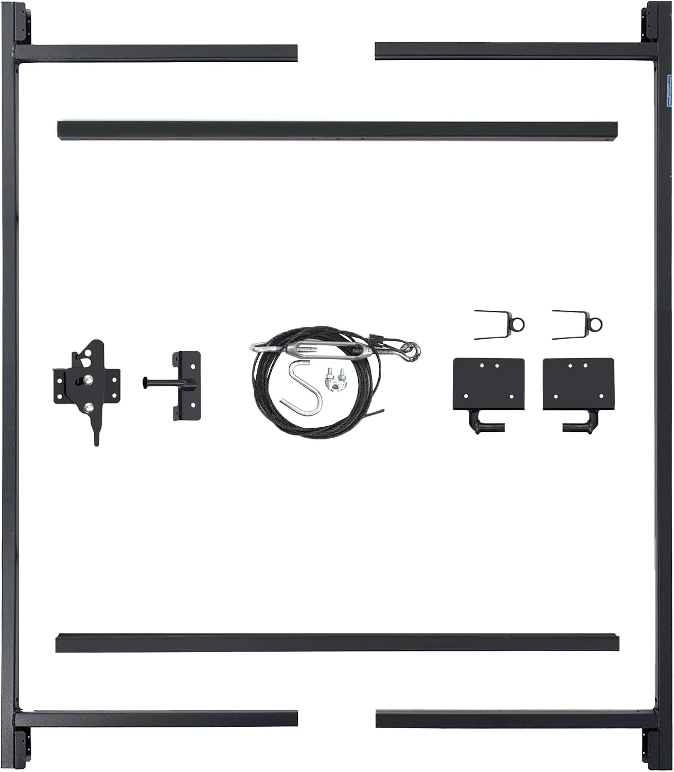 Adjust-A-Gate 2 Way Lockable Easy to Install Steel Frame Gate Latch with Installation Building Kit and Telescoping Bars (2 Pack)