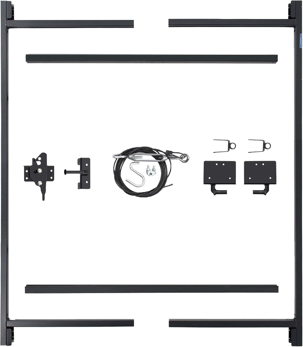 Adjust-A-Gate Full Frame Gate Fence Kit, Fits 60-96' Openings & Up to 5', Black - Heavy-Duty Outdoor Reinforcement & Accessories for Gates and Fences