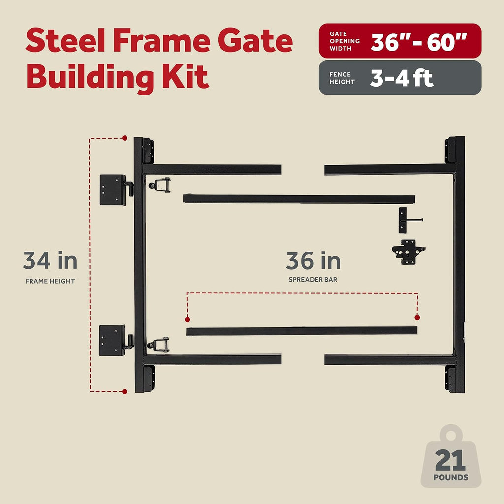 Adjust A Gate Steel Frame Gate Adjustable Building Kit for Doorway and Driveway, 36 to 60 Inches Wide and 4 Inches High, 2 Pack