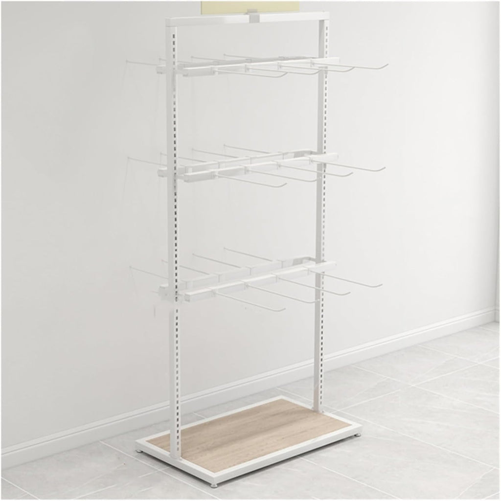 Clothing Store Underwear Rack, Metal Retail Storage Shelves for Bra Swimwear Lingerie Shorts Phone Cases, Freestanding Boutiques Retail Display Stand，White 60x40x135cm