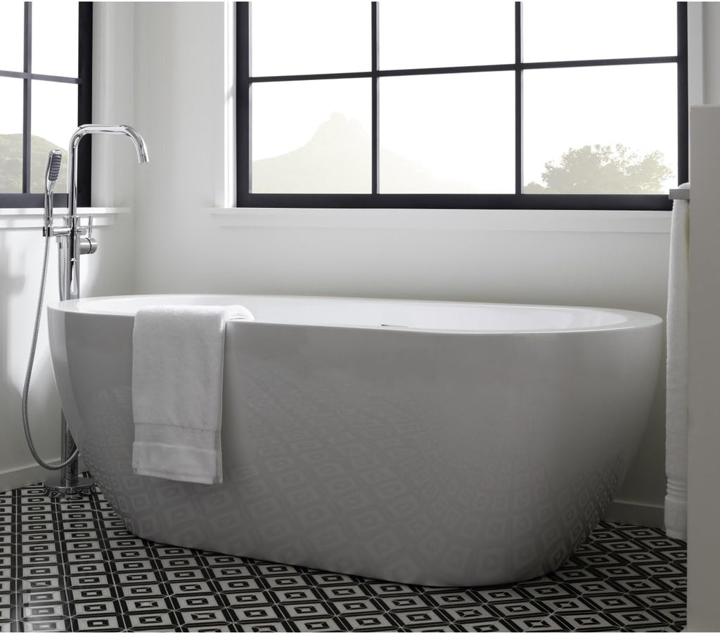 Miseno MNO6030SFSO 59' Free Standing Acrylic Soaking Tub with Center Drain - White