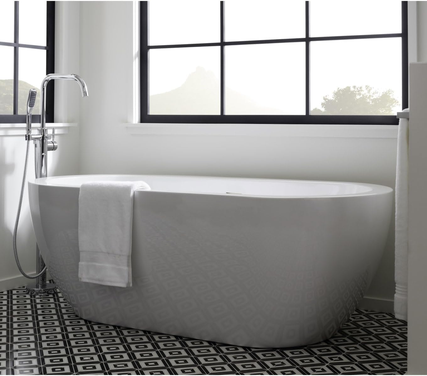 Miseno MNO6030SFSO 59' Free Standing Acrylic Soaking Tub with Center Drain - White